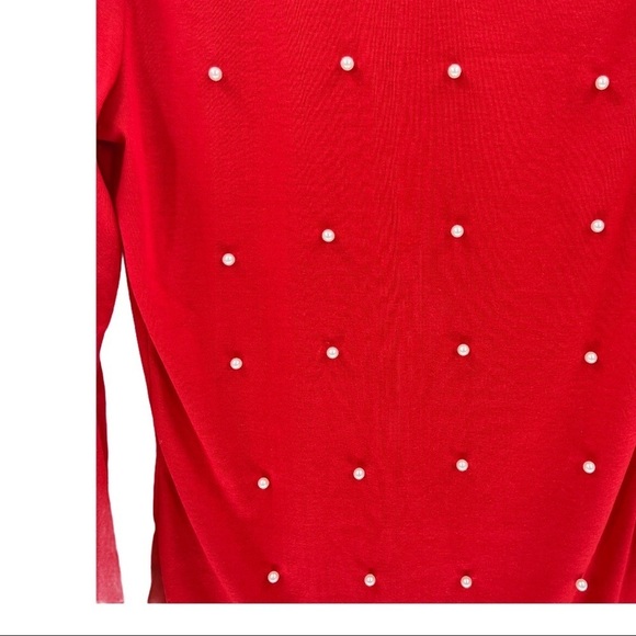 Long Sleeve Pearl Embellished Cotton Shirt Size L - Picture 5 of 8